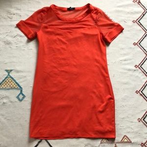 VERY J SHIFT DRESS WORN SHEER TOP SMALL